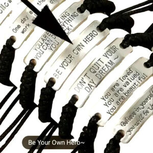 be your own hero inspirational bracelet silver tone braided adjustable positive
